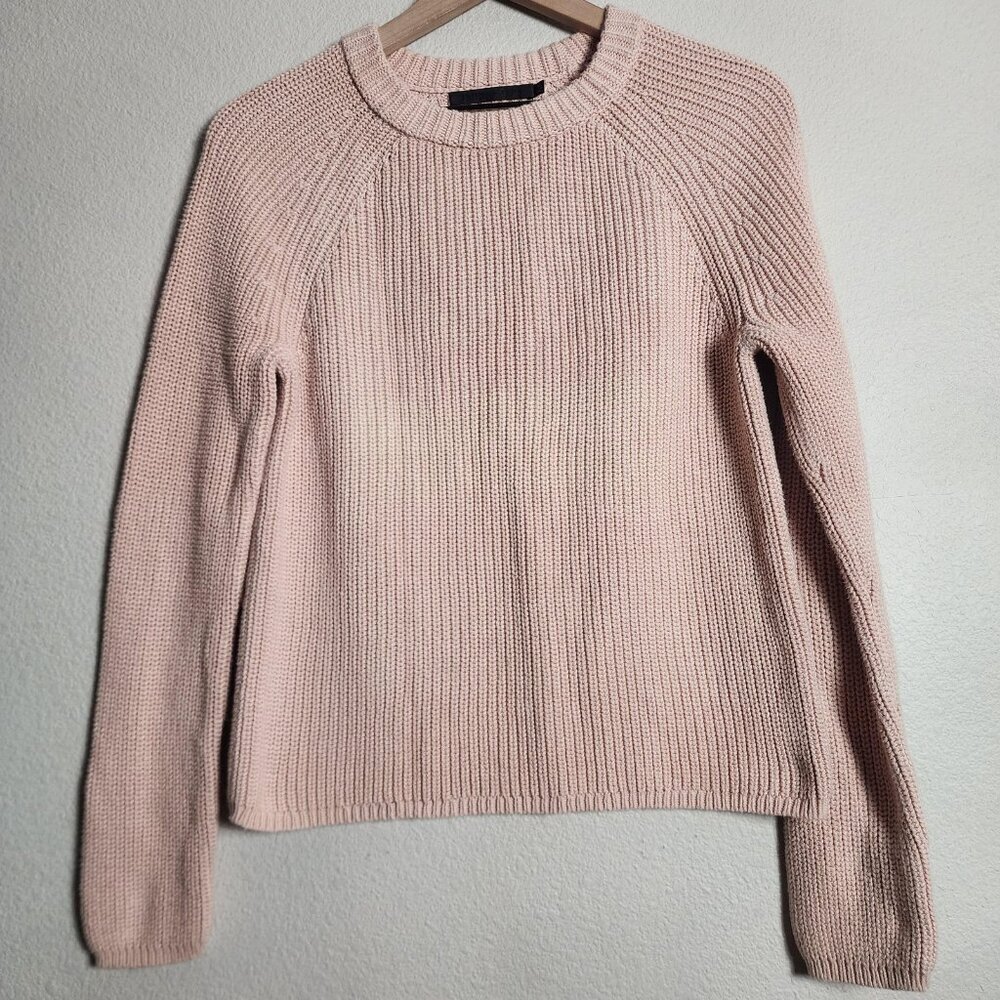 Jenni Kayne Sweater Womens XS Pink 100% Cotton Crewneck Raglan Knit Pullover